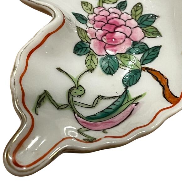 Neiman Marcus Trinket Tray Vintage Chinese  Chinoiserie Hand Painted Floral - Picture 6 of 13